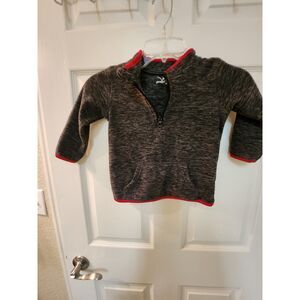 24M Toodler Warm Fleece Gray Pullover with Red Trim